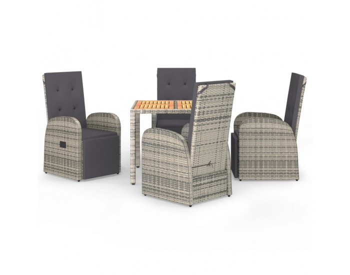 Sonata Set mobilier de grădină cu perne, 5 piese, gri, poliratan