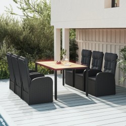 Sonata Set mobilier de grădină cu perne, 7 piese, negru, poliratan