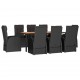 Sonata Set mobilier de grădină cu perne, 9 piese, negru, poliratan