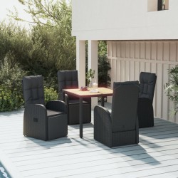 Sonata H Градински трапезен комплект, 5 части, черен, полиратан и акация - Seturi pentru exterior
