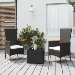 Sonata H Градински лаундж комплект от 3 части черен полиратан и стомана - Seturi pentru exterior