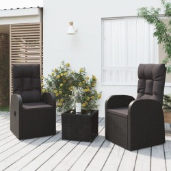Sonata H Градински лаундж комплект от 3 части черен полиратан и стомана - Seturi pentru exterior