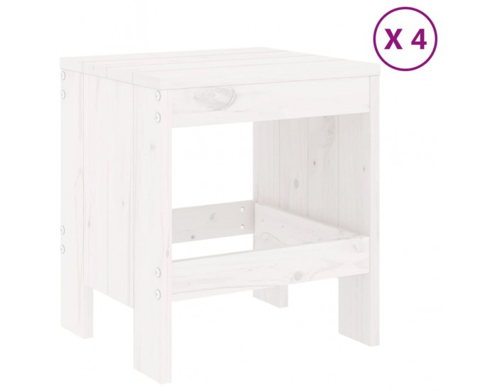 Sonata Set de dining pentru grădină, 5 piese, alb, lemn masiv de pin