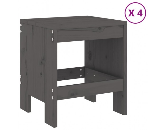 Sonata H Градински трапезен комплект от 5 части, сив, масивно дърво бор