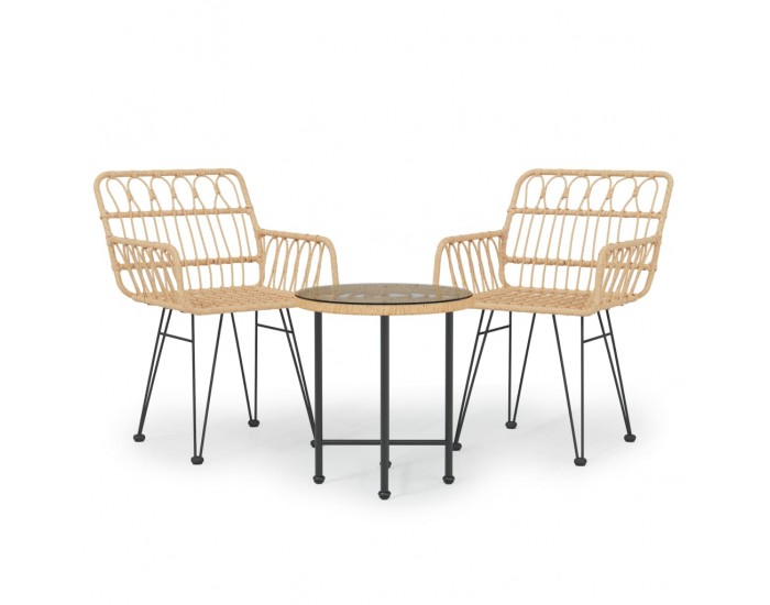 Sonata Set mobilier de grădină, 3 piese, poliratan