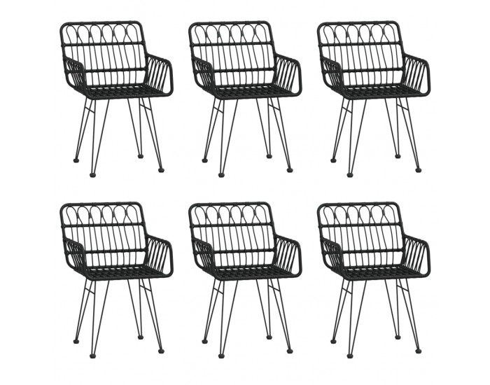 Sonata Set mobilier de grădină, 7 piese, negru, poliratan