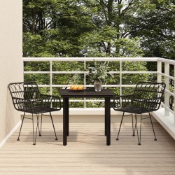 Sonata H Градински трапезен комплект, 3 части, черен, полиратан - Seturi pentru exterior
