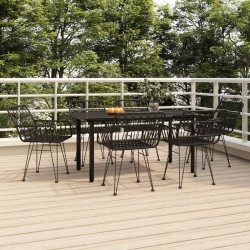 Sonata H Градински трапезен комплект от 7 части, черно, полиратан - Seturi pentru exterior