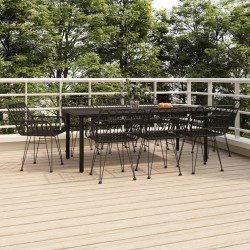 Sonata H Градински трапезен комплект, 9 части, черен, полиратан - Seturi pentru exterior