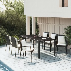 Sonata Set mobilier de grădină cu perne, 7 piese, negru, poliratan