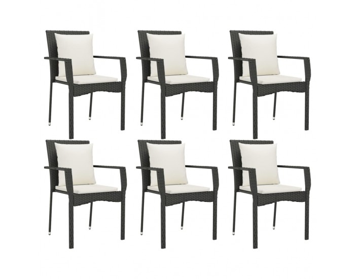 Sonata Set mobilier de grădină cu perne, 7 piese, negru, poliratan