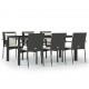 Sonata Set mobilier de grădină cu perne, 7 piese, negru, poliratan