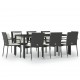 Sonata Set mobilier de grădină cu perne, 9 piese, negru, poliratan