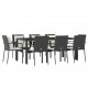 Sonata Set mobilier de grădină cu perne, 9 piese, negru, poliratan