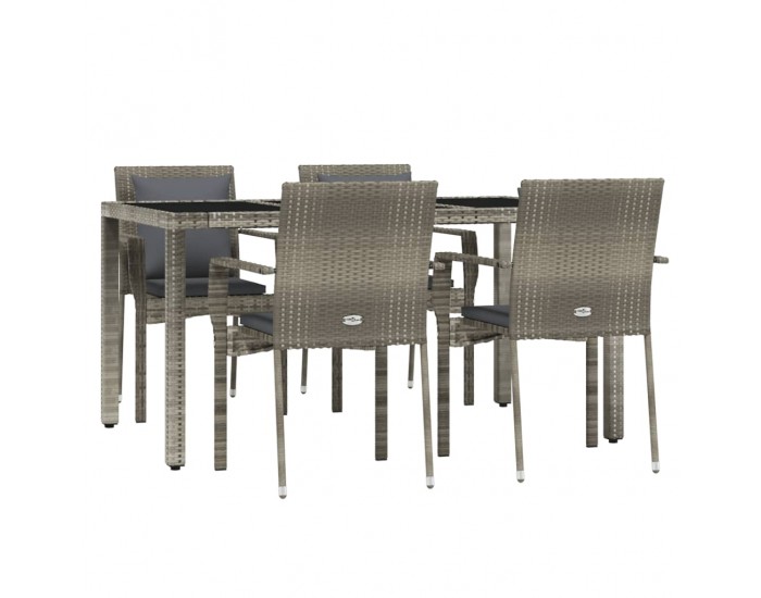 Sonata Set mobilier de grădină cu perne, 5 piese, gri, poliratan
