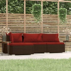 Sonata H Градински комплект с възглавници, 4 части, кафяв, полиратан - Seturi pentru exterior