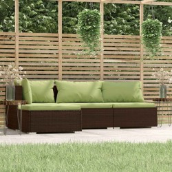 Sonata H Градински комплект с възглавници, 4 части, кафяв, полиратан - Seturi pentru exterior