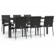 Sonata Set mobilier de grădină cu perne, 7 piese, negru, poliratan