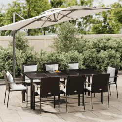 Sonata Set mobilier de grădină cu perne, 9 piese, negru, poliratan
