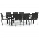 Sonata Set mobilier de grădină cu perne, 9 piese, negru, poliratan