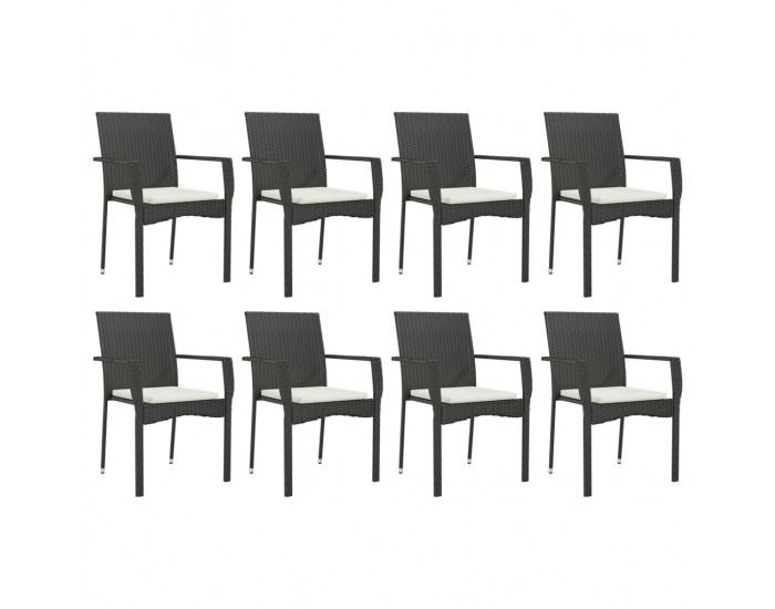 Sonata Set mobilier de grădină cu perne, 9 piese, negru, poliratan