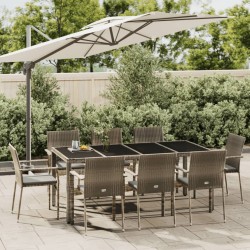 Sonata Set mobilier grădină cu perne, 9 piese, gri, poliratan