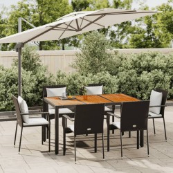 Sonata Set mobilier de grădină cu perne, 7 piese, negru, poliratan