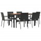 Sonata Set mobilier de grădină cu perne, 7 piese, negru, poliratan