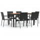 Sonata Set mobilier de grădină cu perne, 7 piese, negru, poliratan