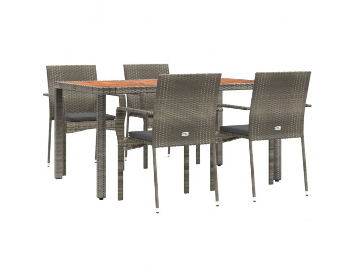 Sonata Set mobilier de grădină cu perne, 5 piese, gri, poliratan