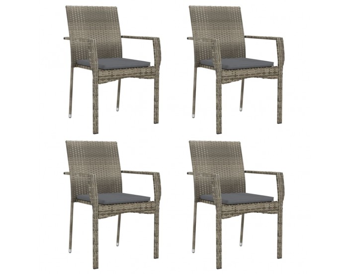 Sonata Set mobilier de grădină cu perne, 5 piese, gri, poliratan
