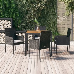 Sonata H Градински трапезен комплект възглавници 5 части черен полиратан - Seturi pentru exterior