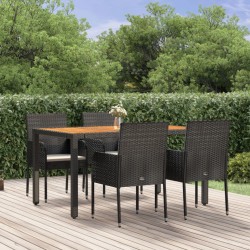 Sonata Set mobilier de grădină cu perne, 5 piese, negru, poliratan