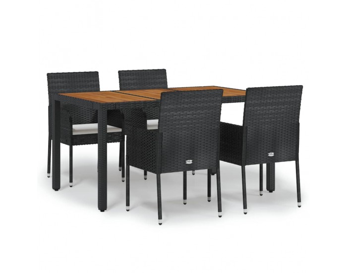 Sonata Set mobilier de grădină cu perne, 5 piese, negru, poliratan