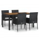 Sonata Set mobilier de grădină cu perne, 5 piese, negru, poliratan