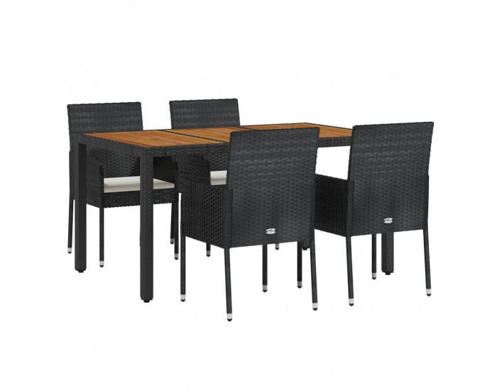 Sonata Set mobilier de grădină cu perne, 5 piese, negru, poliratan