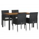 Sonata Set mobilier de grădină cu perne, 5 piese, negru, poliratan