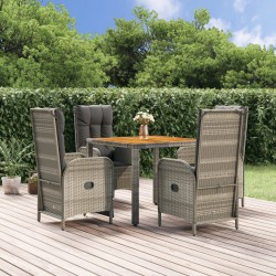 Sonata Set mobilier de grădină cu perne, 5 piese, gri, poliratan