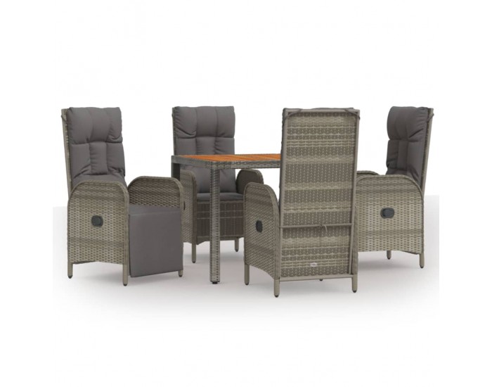 Sonata Set mobilier de grădină cu perne, 5 piese, gri, poliratan