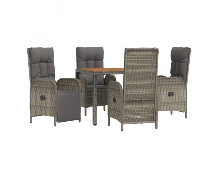 Sonata Set mobilier de grădină cu perne, 5 piese, gri, poliratan