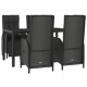 Sonata H Градински трапезен комплект възглавници 5 части черен полиратан