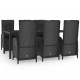 Sonata Set mobilier de grădină cu perne, 7 piese, negru, poliratan