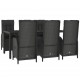 Sonata Set mobilier de grădină cu perne, 7 piese, negru, poliratan