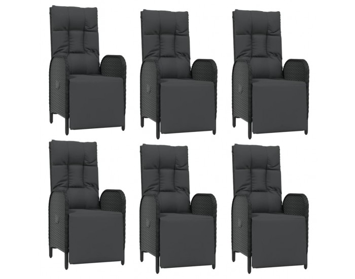 Sonata Set mobilier de grădină cu perne, 7 piese, negru, poliratan