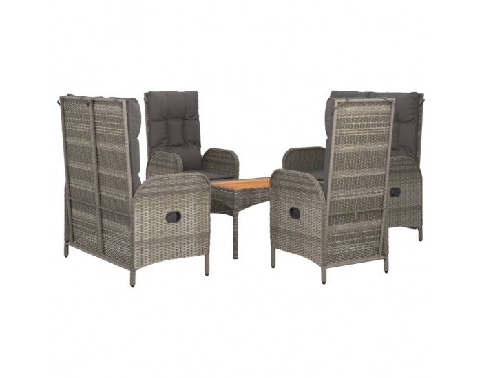 Sonata Set mobilier de grădină cu perne, 5 piese, gri, poliratan