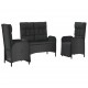 Sonata Set mobilier de grădină cu perne, 3 piese, negru, poliratan