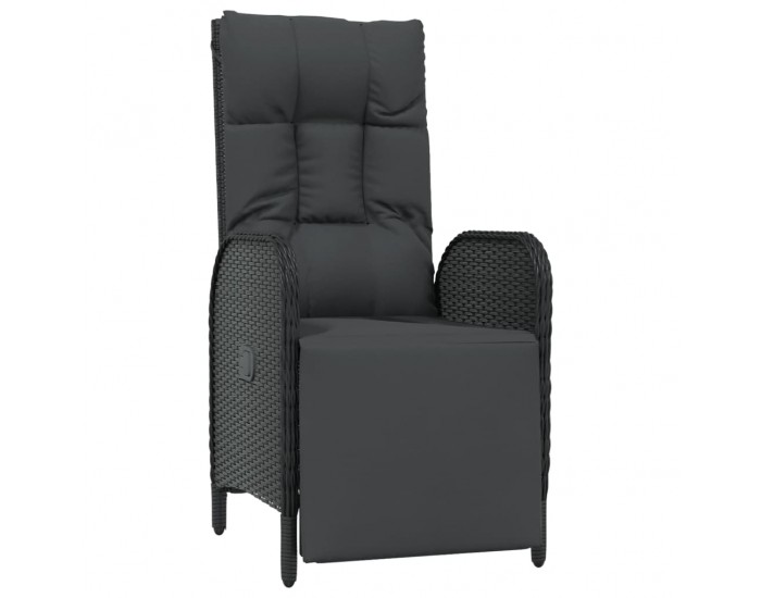 Sonata Set mobilier de grădină cu perne, 3 piese, negru, poliratan