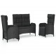 Sonata Set mobilier de grădină cu perne, 3 piese, negru, poliratan