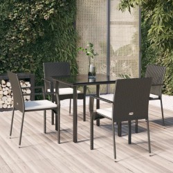 Sonata Set mobilier de grădină cu perne, 5 piese, negru, poliratan