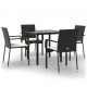 Sonata Set mobilier de grădină cu perne, 5 piese, negru, poliratan